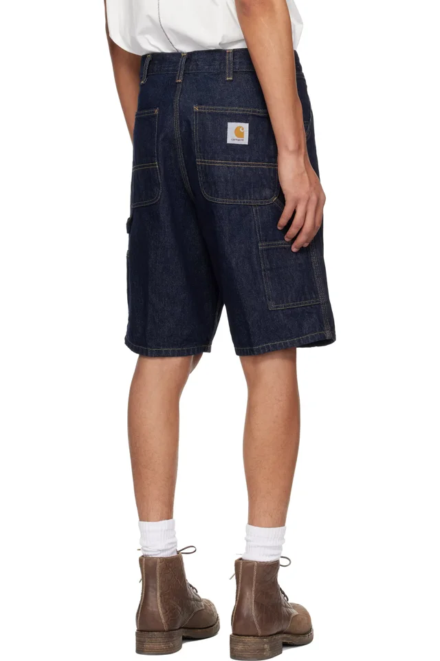 Carhartt Work In Progress Blue Single Knee Denim Shorts, photo 3 of 4 from SSENSE