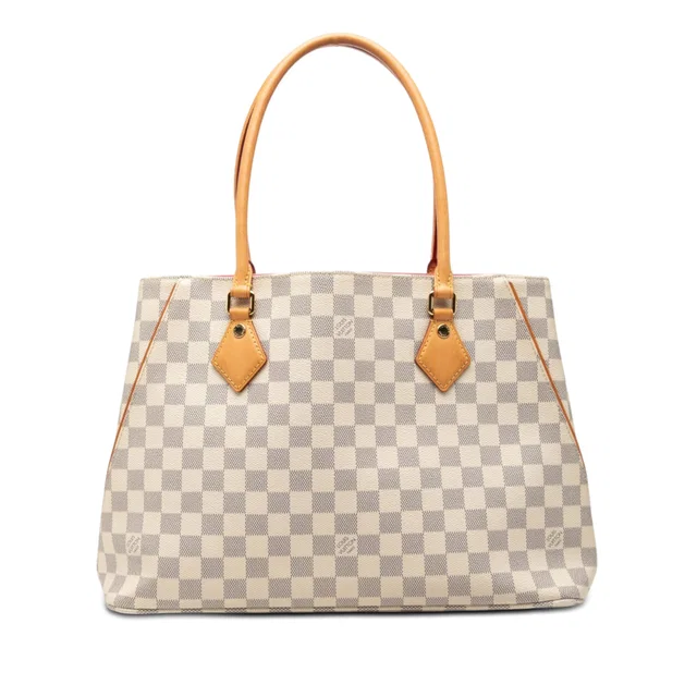 White Louis Vuitton Damier Azur Calvi Tote Bag in White Canvas from Designer Revival
