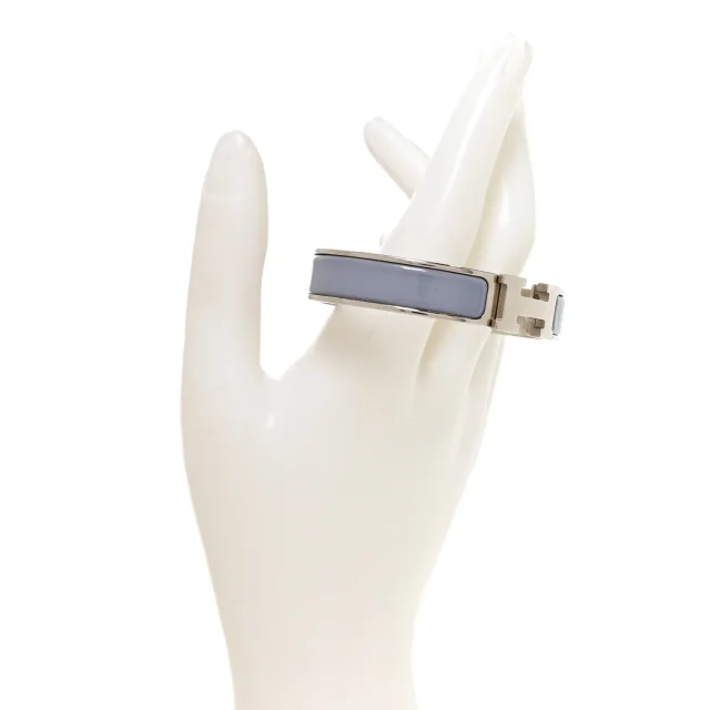 Hermès Enamel Narrow Clic Clac H Bracelet PM Bleu Lin in Blue from FASHIONPHILE, photo 2 of 5