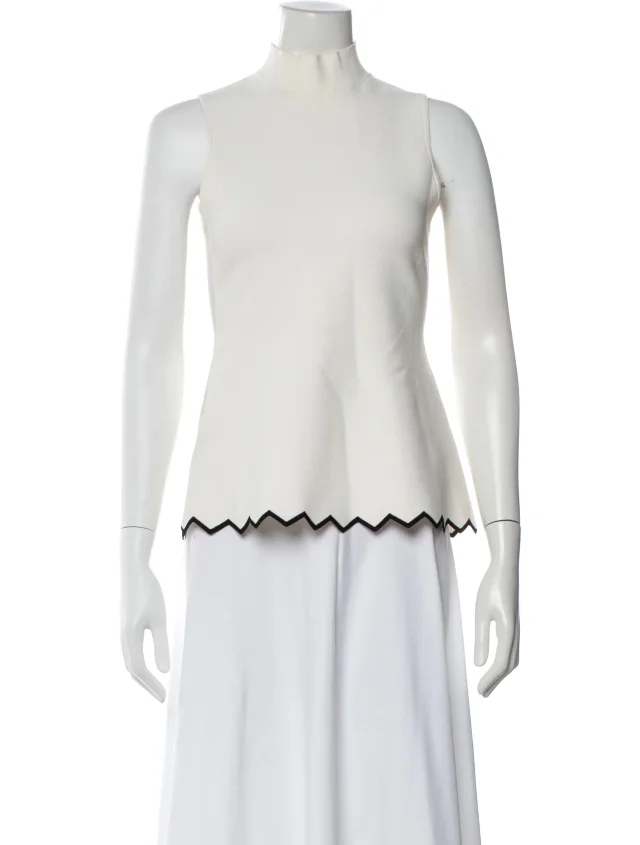 Proenza Schouler Mock Neck Sleeveless Top in black|white from The RealReal