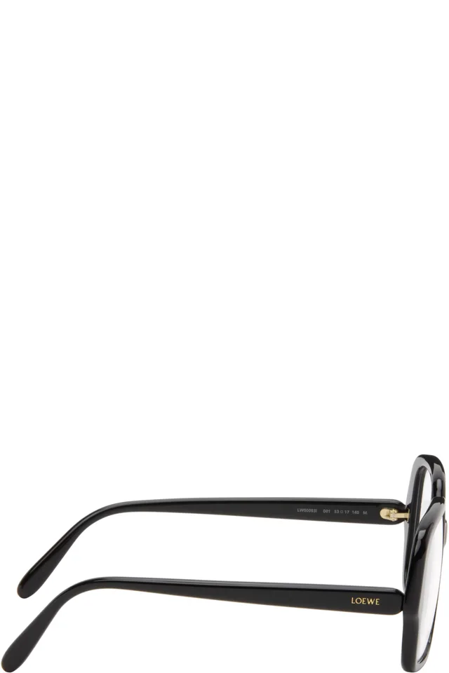 LOEWE Black Large Square Text Logo Glasses, photo 2 of 4 from SSENSE