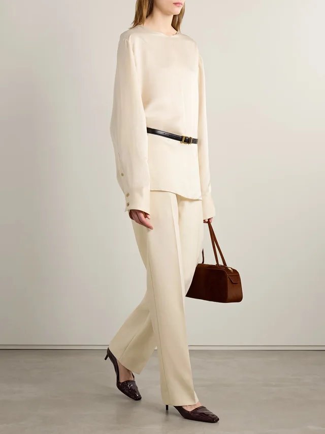 KHAITE Durion open-back satin top in Beige, photo 2 of 2 from NET-A-PORTER (Canada)