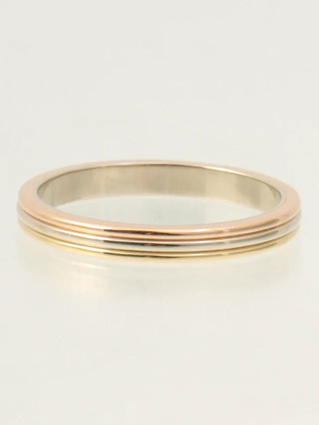 Cartier 18K Vendome Ring #60 Yellow Gold/Pink Gold/White Gold in White from VINTAGE QOO TOKYO, photo 2 of 2