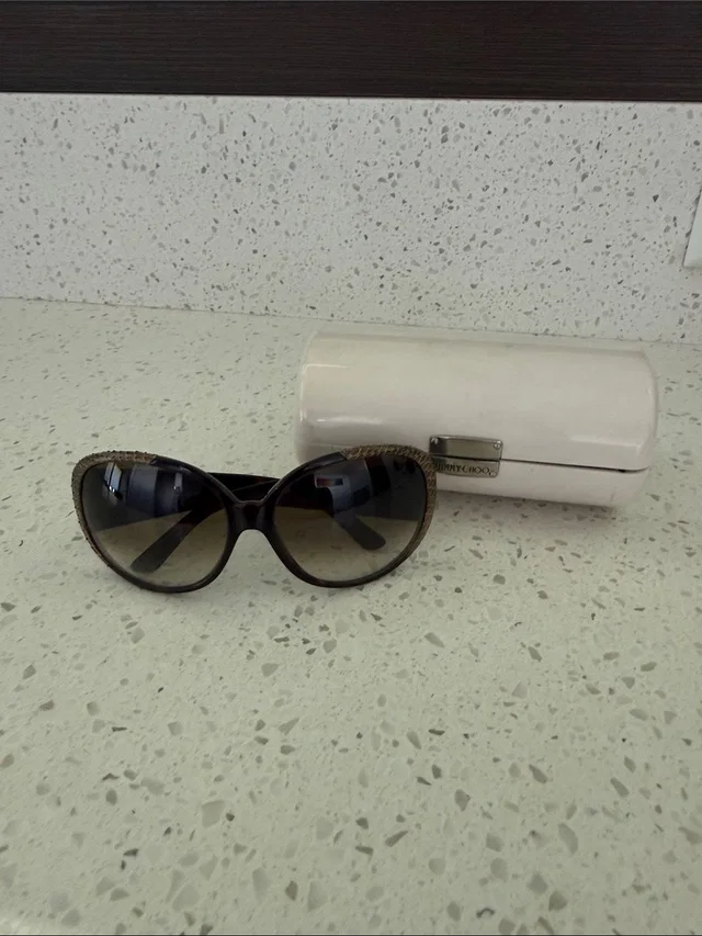Jimmy Choo Oversized Snakeskin Sunglasses With Case_exotic Sunnies in red|neutral|brown Python from Poshmark