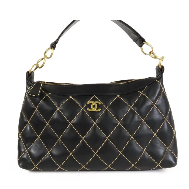 Chanel Wild Stitch Bag Black Gold Leather in Black Leather from The Reluxe