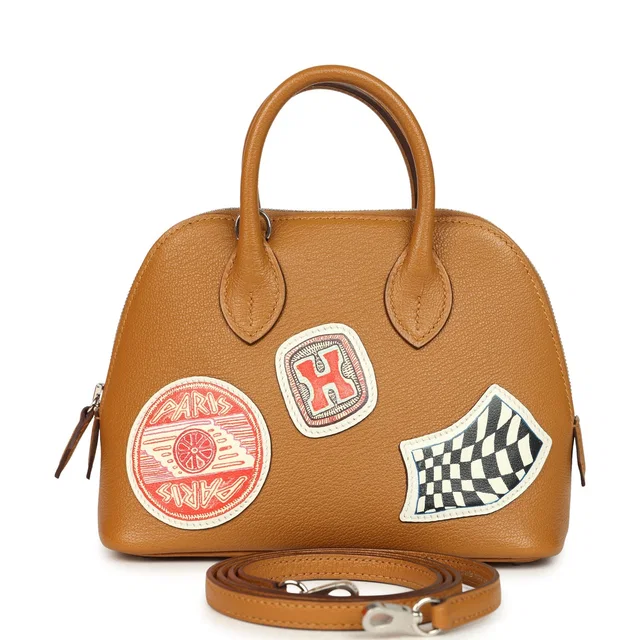 Hermès 1923 Pique-Colle Bolide Mini Sesame Chevre Palladium Hardware in Goatskin from Madison Avenue Couture