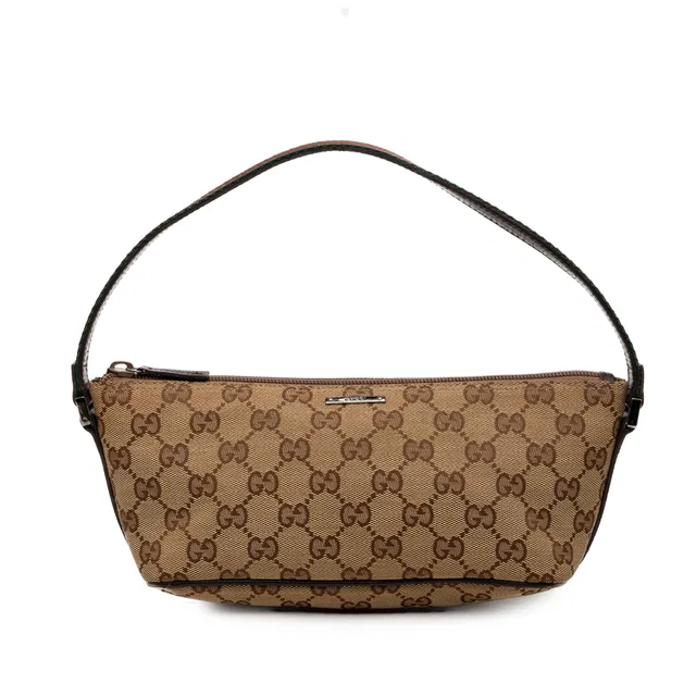 Beige Gucci GG Canvas Web Boat Shoulder Bag in Beige Canvas from Designer Revival