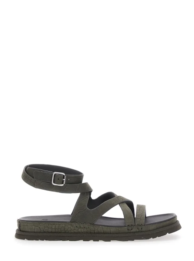 Ugg W GOLDENGAZE EMBOSSED ANKLE WRAP Brown Ankle Strap Sandals for Women in Brown 100% Leather from Gaudenzi Boutique, photo 1 of 1