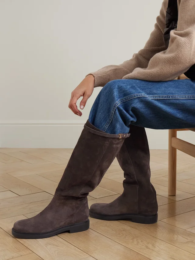 TOD'S Embellished suede knee boots in Brown, photo 2 of 2 from NET-A-PORTER (Canada)
