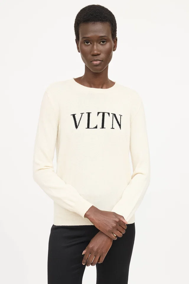 Valentino Garavani Knit Logo Sweater in Cashmere from VSP Consignment