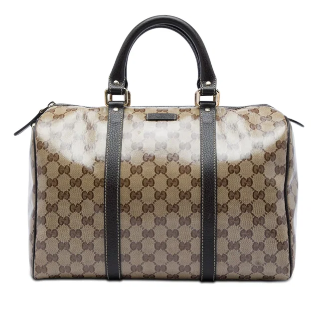 Beige Gucci Medium GG Crystal Joy Boston Bag in Beige Coated canvas from Designer Revival