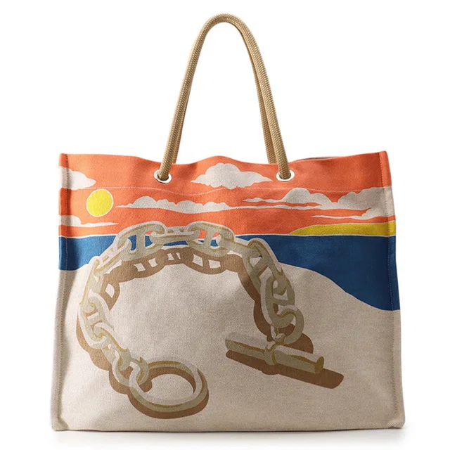 Hermès Escale à la Plage beach bag Ashie/Multicolor Toile H in Multicolor from GALLERY RARE