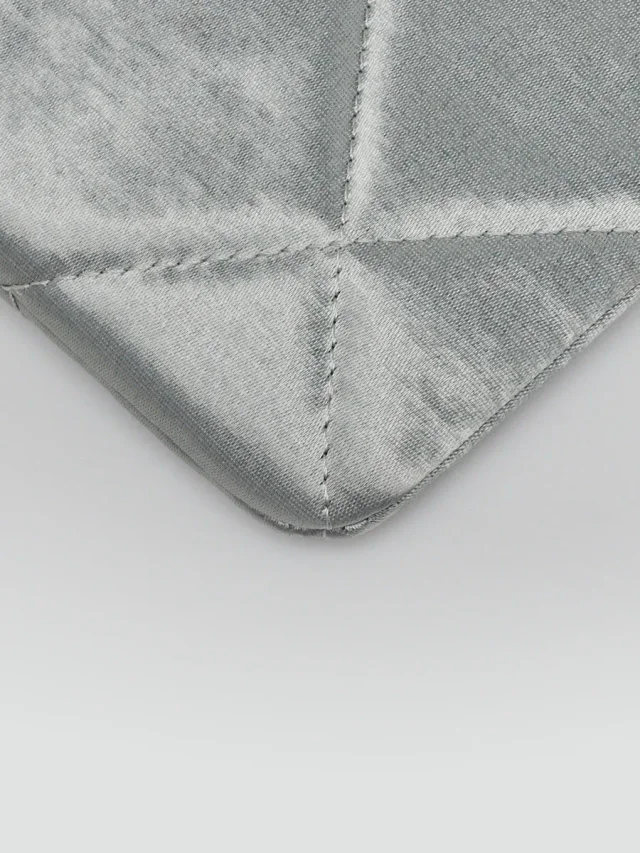 Grey Quilted Satin Chanel 19 Small O-Case VIP Zip Pouch in Grey Satin from Yoogis, photo 5 of 10