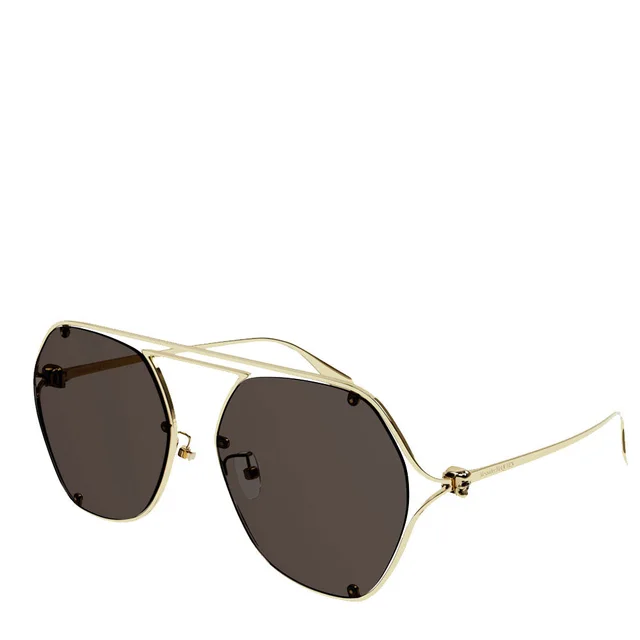 Alexander McQueen AMQ AM0367S Metal Sunglasses, Gold/Brown from Cultstatus, photo 1 of 1