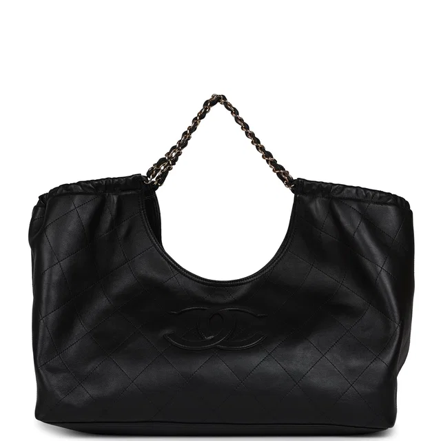 Chanel Maxi CC Cabas Hobo Bag Black Calfskin Gold Hardware in Black Calfskin from Madison Avenue Couture