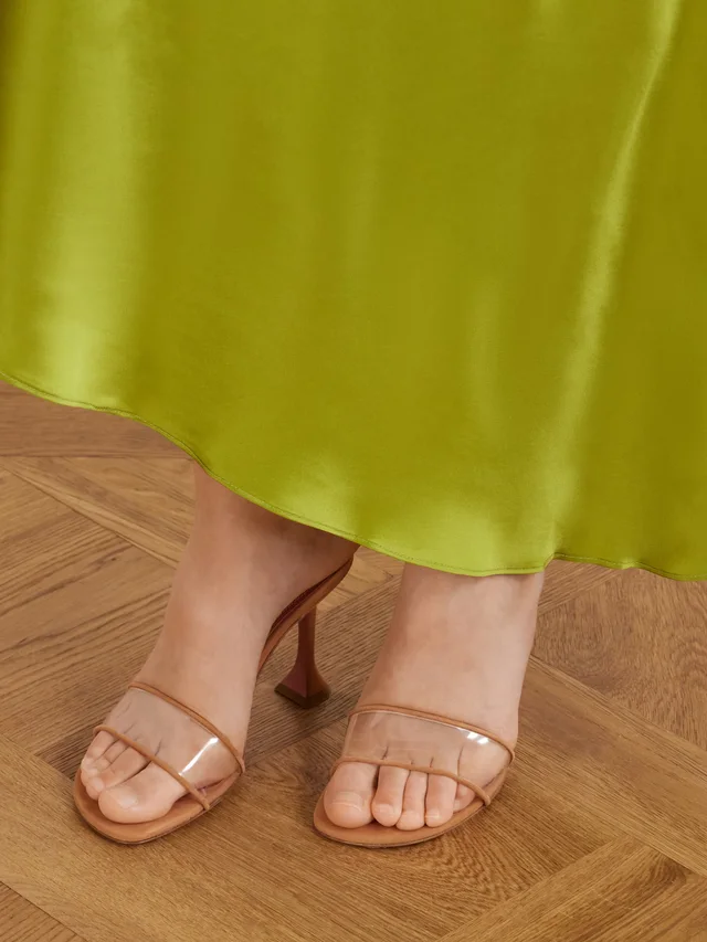 AMINA MUADDI Andrea 95 leather mules in Beige, photo 2 of 2 from NET-A-PORTER (Canada)