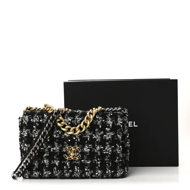 Quilted Large Chanel 19 Flap Black Silver Ecru in Black Tweed from FASHIONPHILE, photo 11 of 11