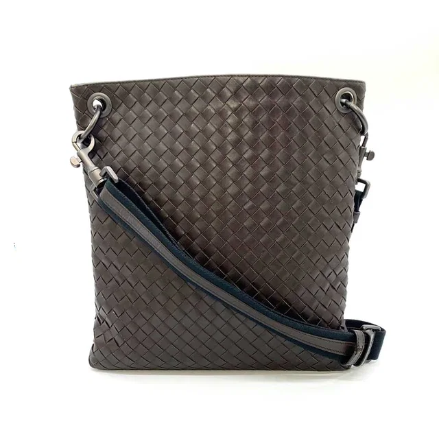Bottega Veneta Leather Intrecciato Crossbody Bag Brown in Brown Woven leather from LuxUness
