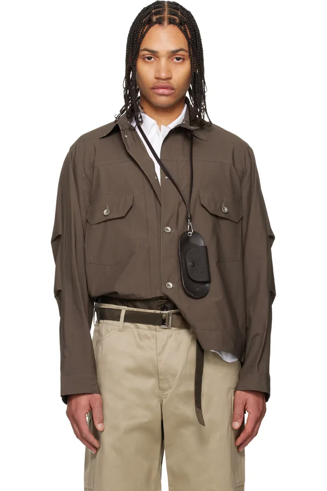 sacai Khaki Cotton Typewriter Jacket, image 1 of 1 from SSENSE