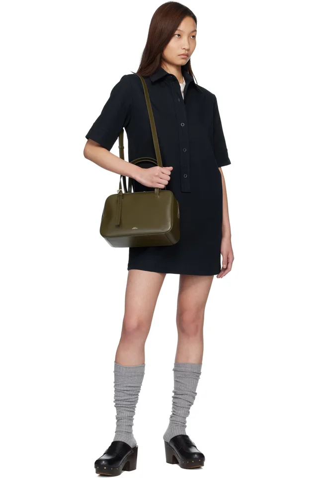 A.P.C. Khaki Virginie Box Bag, photo 4 of 4 from SSENSE