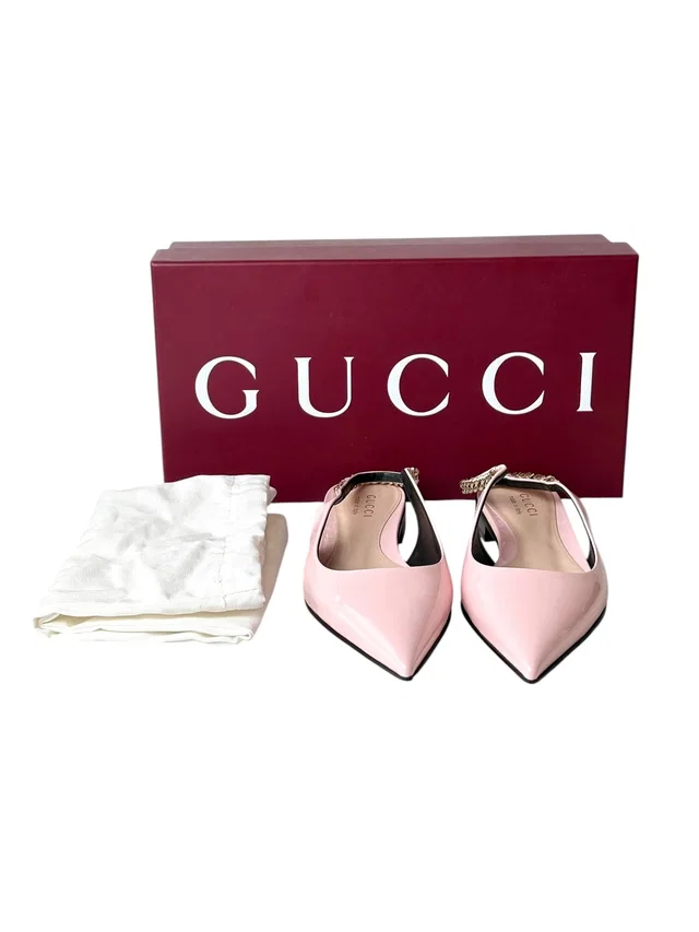 Gucci Pink Slingback Flat Shoe - size 37.5 in Pink from Luxury Promise