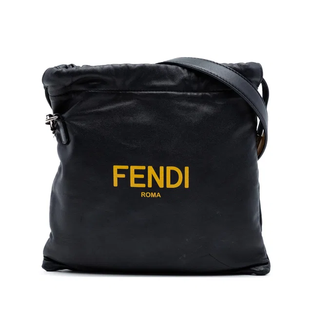 Black Fendi Leather Pack Pouch Bag in Black Leather from Designer Revival
