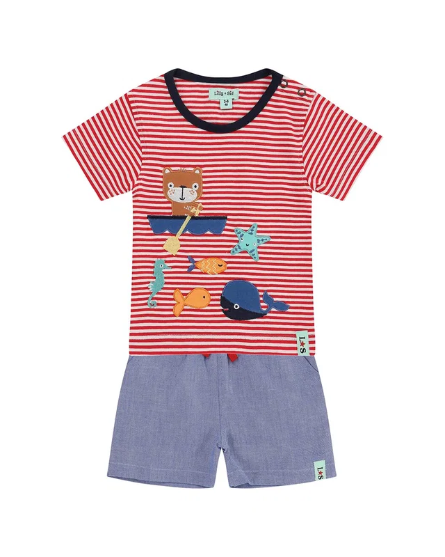 Lilly and Sid Boat Applique Short Set, image 1 of 1 from Gilt