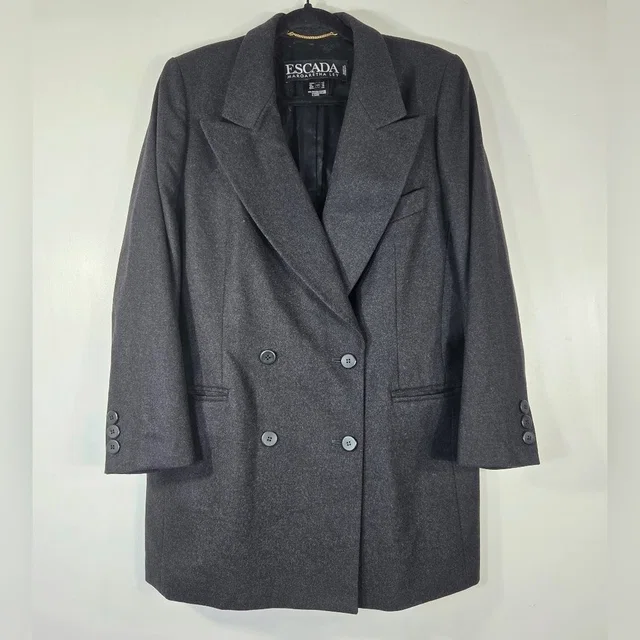 Escada Vintage Margaretha Ley 100% Cashmere Double Breasted Blazer Coat in gray|black Cashmere from Poshmark