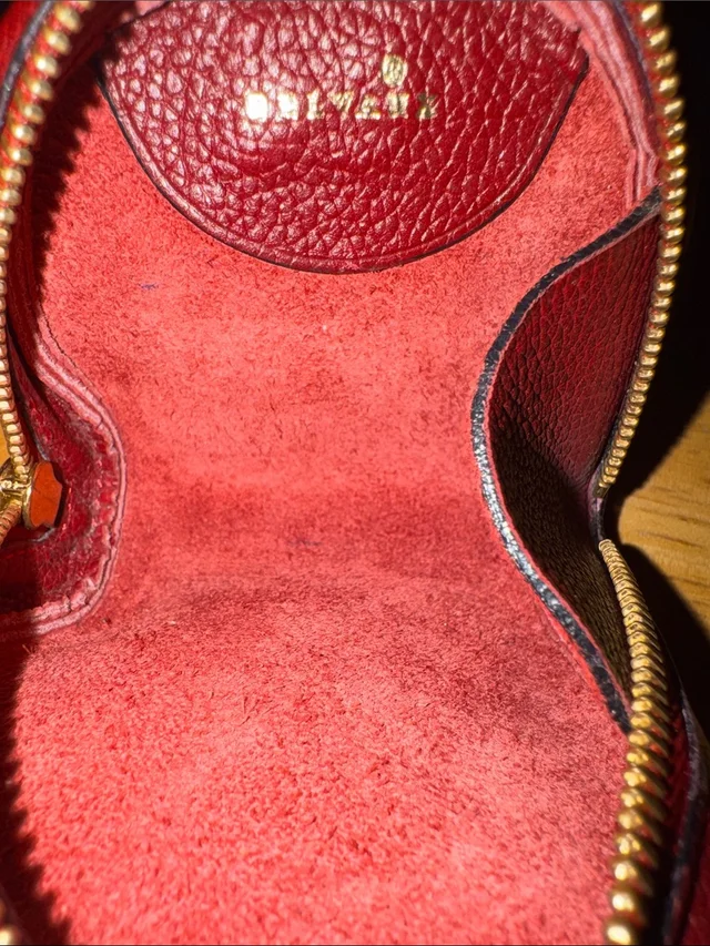 Delvaux Vintage Red Grained Leather Half-Moon Coin Purse Pouch Pristine in gold|red Caviar leather from Poshmark, photo 3 of 6