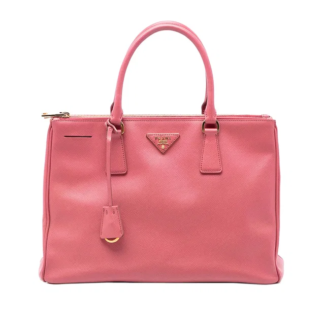 Pink Prada Medium Saffiano Lux Galleria Double Zip Satchel in Pink Saffiano leather from Designer Revival