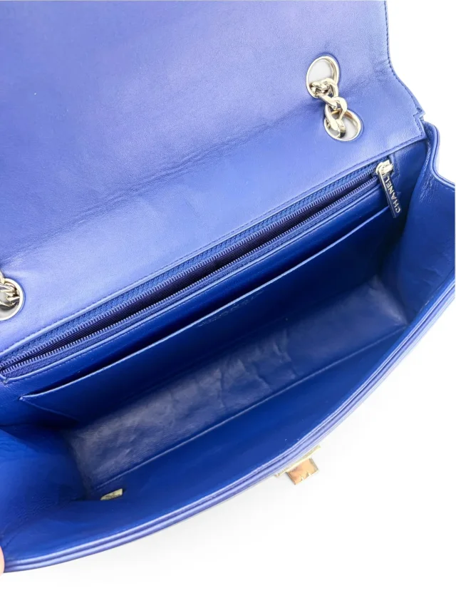 Chanel Blue Lambskin Chocolate Bar Mademoiselle Flap Bag in Brown Lambskin from Season 2 Consign, photo 9 of 9