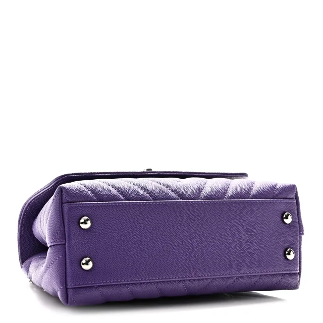 Chanel Caviar Chevron Quilted Mini Coco Handle Flap Purple in Purple Caviar leather from FASHIONPHILE, photo 4 of 10