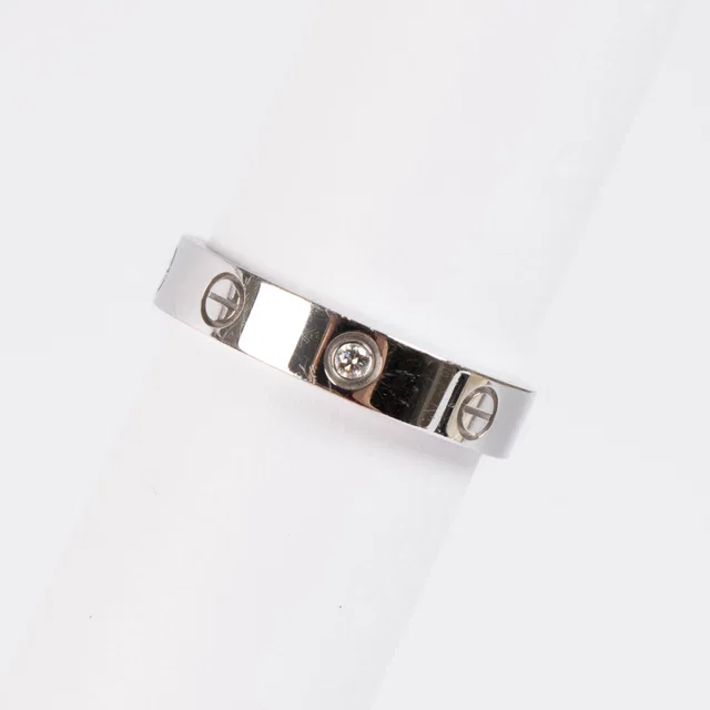 Cartier White Gold LOVE Ring Small Model 1 Diamond - Size 56 in White from Labellov