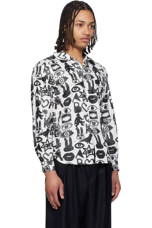 Black Comme des Garçons Black & White Broad Filip Pagowski Print Shirt, photo 2 of 4 from SSENSE
