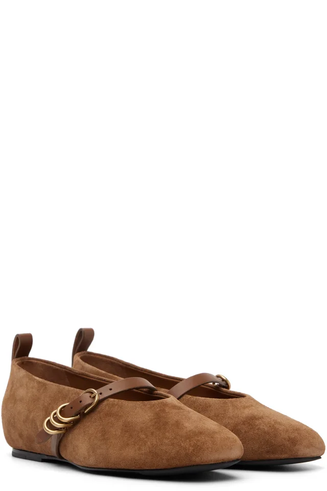 rag & bone Tan Spire Suede Mary Jane Flats, photo 4 of 5 from SSENSE