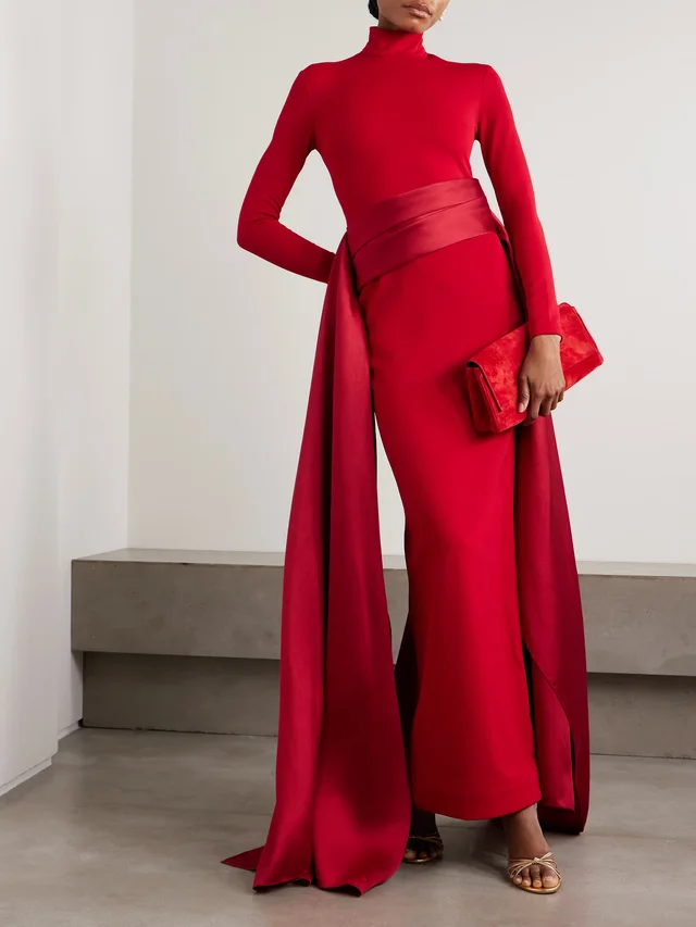 SOLACE LONDON Olivia crepe and draped satin-twill gown in Red, photo 2 of 2 from NET-A-PORTER (Canada)