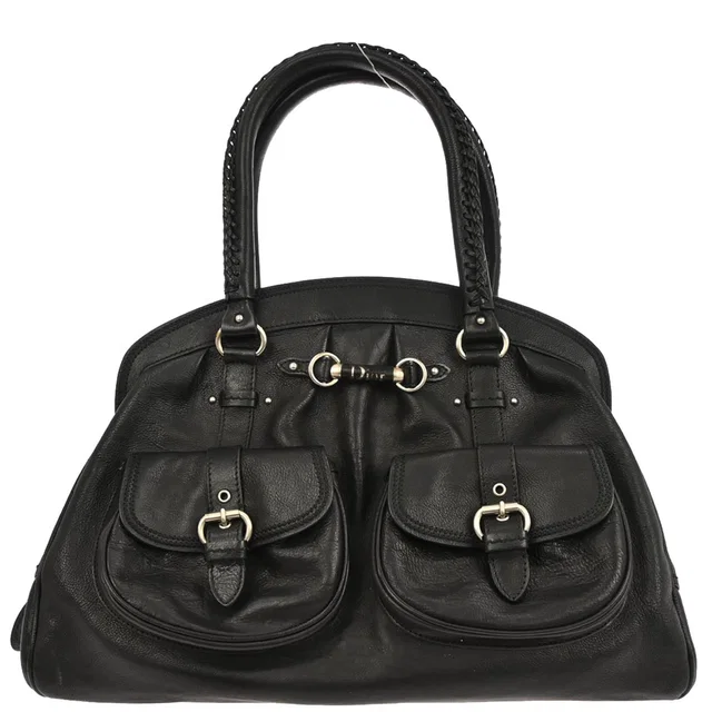 Black Leather My Dior Duffle Handbag in Black Leather from AMORE Vintage Tokyo