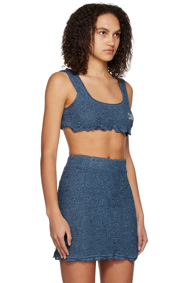 Yuzefi Blue Cropped Tank Top, photo 2 of 4 from SSENSE