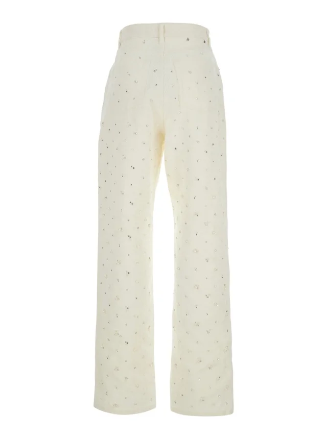 Golden goose White Jeans with Belt Loops and All-Over Crystal Decoration in Denim for Women in White 100% Cotton, photo 3 of 6 from Gaudenzi Boutique