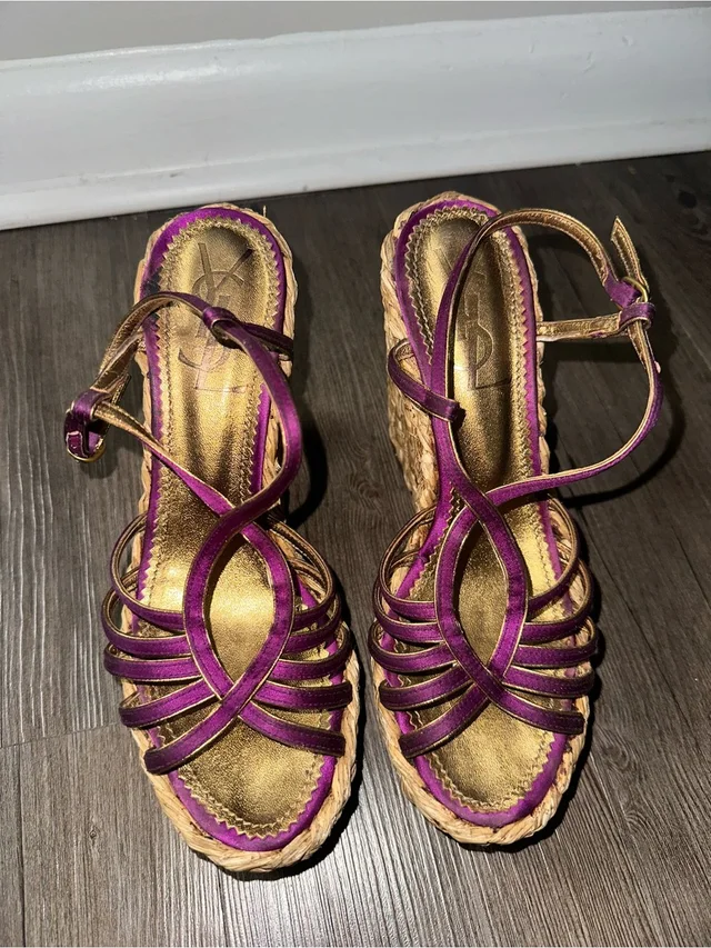 Saint Laurent heels in gold|purple from Poshmark