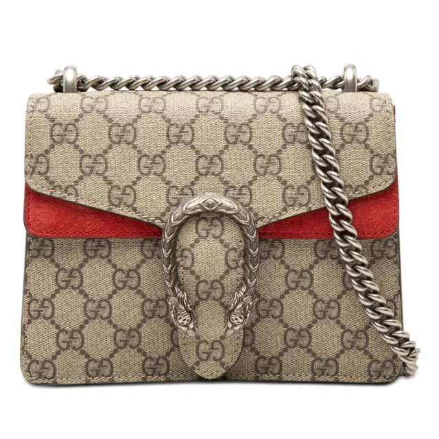 Beige Gucci Small GG Supreme Dionysus Crossbody in Beige Suede from Designer Revival