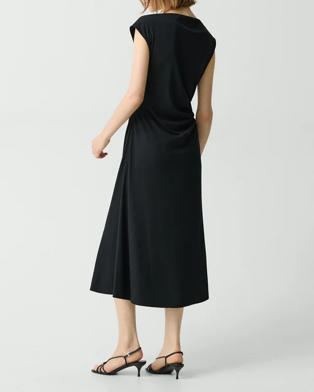 Theory Draped Boatneck Dress in Crepe Jersey, photo 4 of 5 from Theory