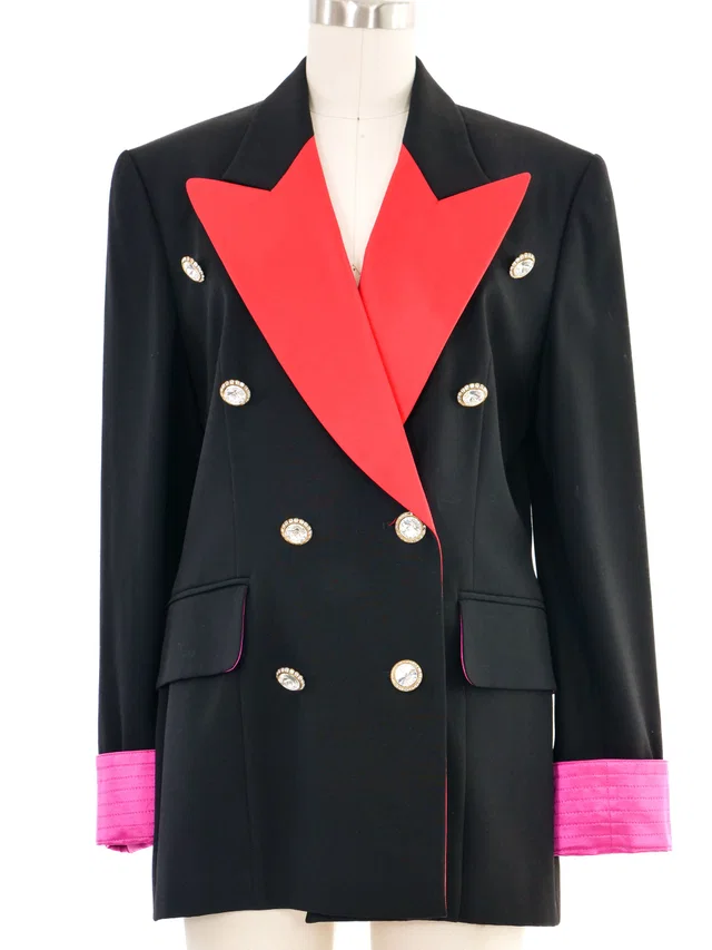 Escada Colorblock Lapel Blazer in Satin from Arcade Vintage