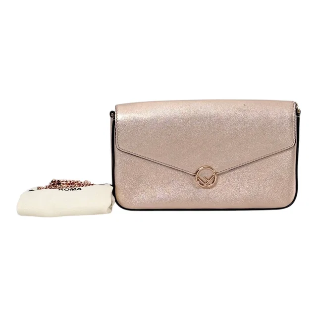 Fendi Vitello Laminato Pink Wallet On Chain Bag in Pink from Luxury Promise