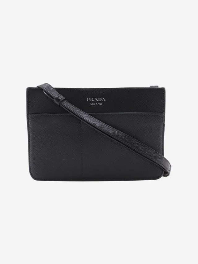Prada Black Saffiano leather mini crossbody bag in Black Saffiano leather from Sign of the Times