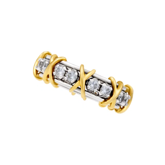 Tiffany & Co. Schlumberger "X' ring in platinum and 18k in Yellow Gold, Platinum from Gray And Sons