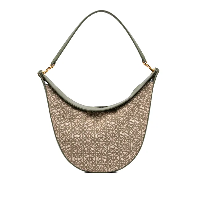 Green LOEWE Anagram Canvas Luna Hobo in Green Canvas from Designer Revival