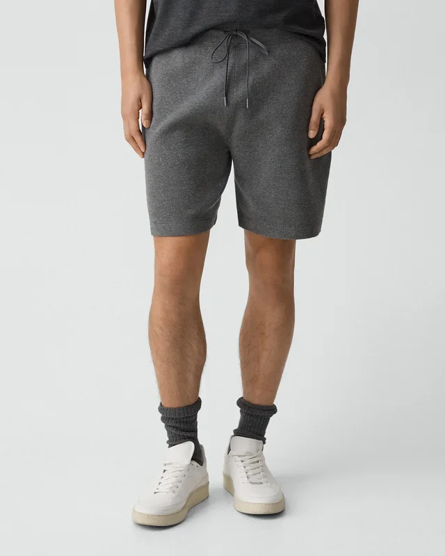 Theory Sweat Short in Light Bilen in MEDIUM GREY 62% Viscose, 38% Polyester; Exclusive Of Elastic, photo 4 of 12 from Theory