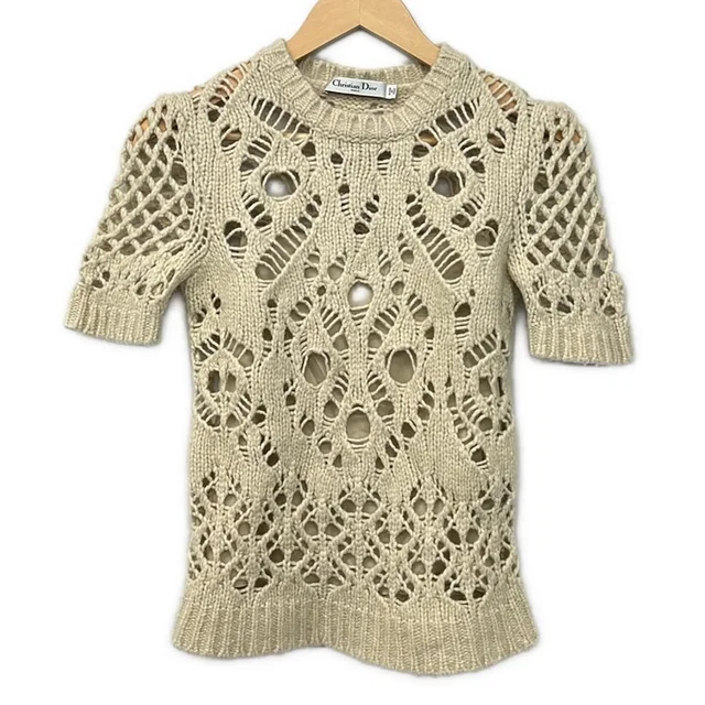 Dior Short Sleeve Sweater I 40 Light Beige with Inner in Beige from The Reluxe