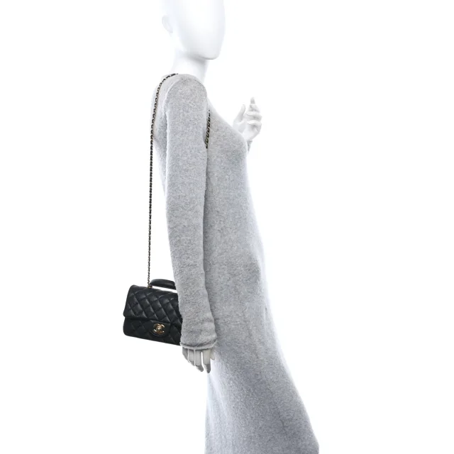 Chanel Caviar Quilted Mini Top Handle Rectangular Flap Black in Black Caviar leather from FASHIONPHILE, photo 2 of 12